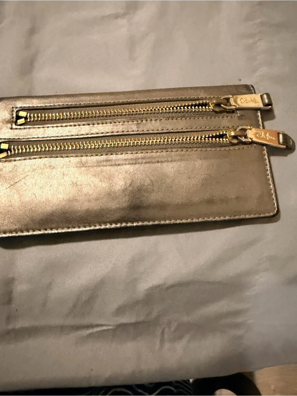 Cole Haan. Embossed Leather Organizer - Champagne/gold